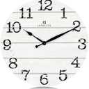 Lafocuse 12 Inch Silent White Wall Clocks for Kitchen Living Room Decor, Wooden Rustic Wall Clock Battery Operated, Decorative Farmhouse Clock