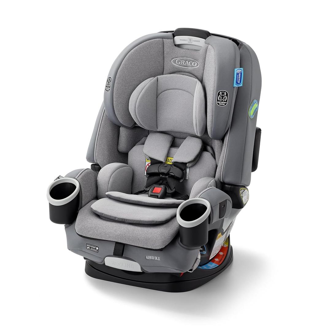 Graco 4Ever DLX 4-in-1 Baby Car Seat, Infant to Toddler Car Seat, 10 Years of Use, Rear-Facing, Forward-Facing, Highback Booster, and Backless Booster Seat Modes, Comfortable and Convenient, Charlie, Manufactured Date is 11/15/2025