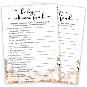 Baby Shower Game Cards, Fall Baby Shower Feud Game Kit, Gender Reveal Party Supplies Favors, Pumpkins Baby Shower Activity Decorations, Baby Shower Gifts, 25 Game Cards Included -03