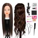 Opini 26-28Mannequin Head 80% Real Hair Manikin Head Cosmetology Doll Head for Styling Mannequin Head Human Hair (#4 Dark Brown)