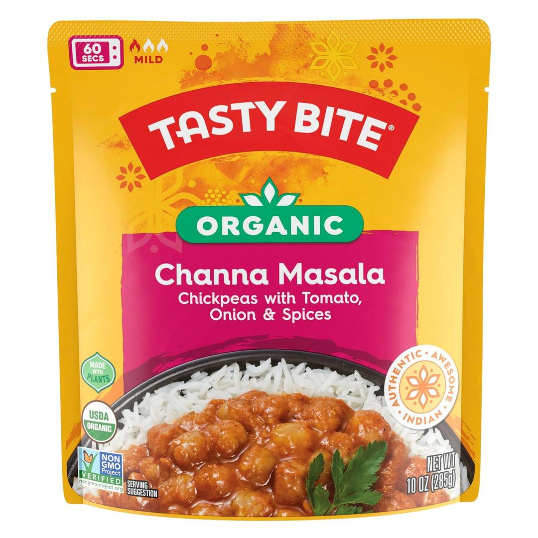 Tasty Bite Organic Channa Masala, 10 Ounce, Ready to Eat, Microwavable Entree, Vegan & Gluten Free, BB Date: 06/31/2026