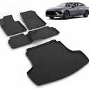 VOUKIY All Weather Car Floor Mats & Cargo Liner Set Fit for Kia K5 2021-2025 (Only FWD Models) or for Hyundai Sonata/Sonata Hybrid 2020-2025 Floor Liners Trunk Liner Cargo Mat Accessories Black