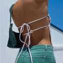 SweatyRocks Women's Sexy Backless Cropped Satin Going Out Tops (White, L)