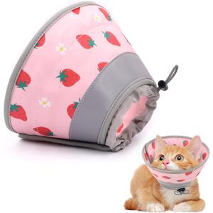 Cat Cone Collar Soft, Comfortable Cat Recovery Collar Pet Cone for Small Large Cats, Lightweight Elizabethan Collar for Cats Kittens After Surgery Prevent from Licking Wounds, Pink, S (S Neck Girth(5"-8"))