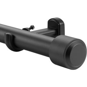 Heavy Duty Curtain Rods, 1 1/8 Inch Diameter Single Curtain Rod 36-72Inch(3-6ft) Extendable Length with End Caps Adjustable Modern Brackets-Matte Black