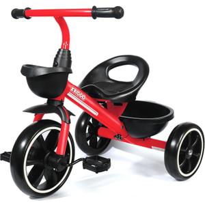 KRIDDO Kids Tricycles Age 24 Month to 4 Years, Trike for 2.5 to 5 Year Old, Gift Tricycles for 2-4 Year Olds, Trikes for Toddlers, Red