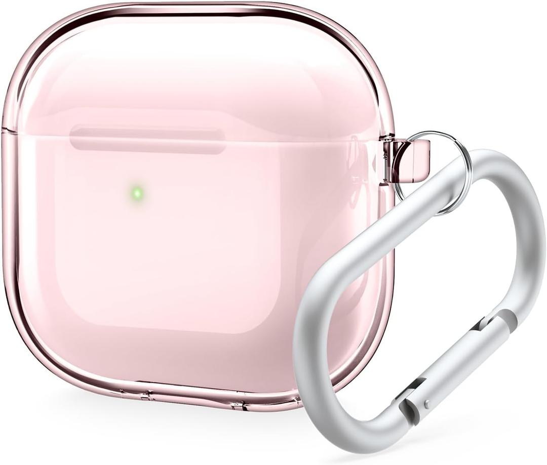 elago Clear Case Compatible with AirPods 4 Case - Compatible with AirPods 4th Generation Case, Carabiner Included, Reduced Yellowing, Wireless Charging, Shock Resistant, Full Protection (Lovely Pink)