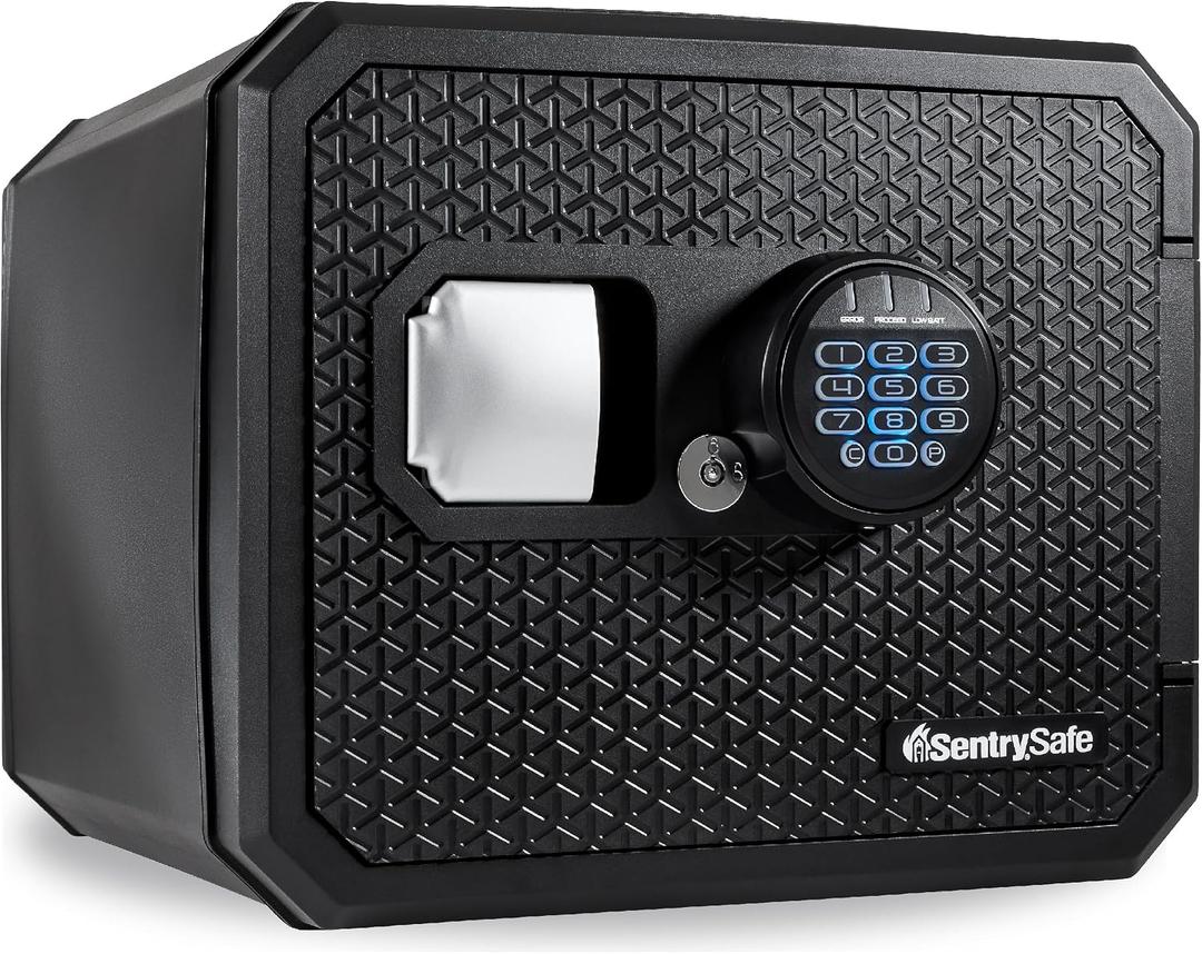 SentrySafe Fireproof and Waterproof Large Safe with Digital Keypad, Override Key, and Adjustable Shelf for Home, Dorm, or Office, 0.81 Cubic Feet, FPW082HSB