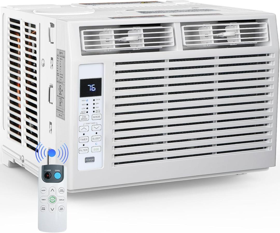 Window Air Conditioner 5,000 BTU, Window Type AC Unit with Cooling, Dry Mode, 4 Fan Speeds, 24-H Timer, Sleep Mode, Cooling for 230sq.ft Bedroom, Living Room, Office