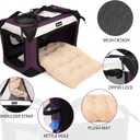 Collapsible Dog Travel Crate,Portable Soft-Sided Pet Carrier Extra Large Cat Carrier with Soft Plush Plush Mat for Indoor and Outdoor,28x20x20in,Purple