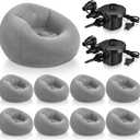 Realspring 6 9 12 Pcs Inflatable Bean Bag Chairs for Adults with Electric Air Pump, Blow up Couch Folding Portable Inflatable Couch Lazy Sofa for Outdoor Movie Night Camping(Grey,9 Pcs), 38.5x 21.6x 11 inches