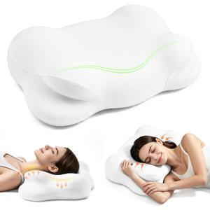 Melow Sleep Pillow, Memory Cloud Pillow, Ergonomic Pillows for Neck Pain Relief with Breathable Pillowcase, 3 Sleep Zones, 2 Types of Neck Support, Suitable for Back/Side/Stomach Sleeping.
