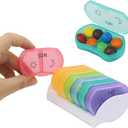 HRX Package Little Daily Pill Box Case AM PM for 7 Day, Small Pocket Purse Pills Holder, Cute Drug Organizer Container 2 Times a Day