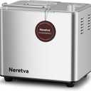 Neretva Bread Maker, 20-IN-1 2LB Bread Machine Dual Heater Bread Maker Machine Automatic with Nonstick Ceramic Pan, 15H Timer & 1H Keep Warm Set, Low Noise, Stainless Steel Breadmaker Recipe-Silver (Sliver)
