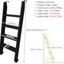 Black Wood Bunk Bed Ladder 50"/ 55"/ 60", Lofted/Dorm/RV Bed Bunkbed Ladders with 4 in Extra Deep Steps & Non-Slip Pads, Replacement Wooden Ladder for Motorhome/Camping - Load 660 lbs