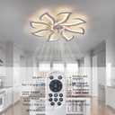 White Flower Modern Ceiling Fans with Lights, Low Profile Ceiling Fan with Remote for Bedroom, 32inch Flush Mount Ceiling Fan with LED Dimmable Light,6-Speeds, Timing CeilingFan Light-8L