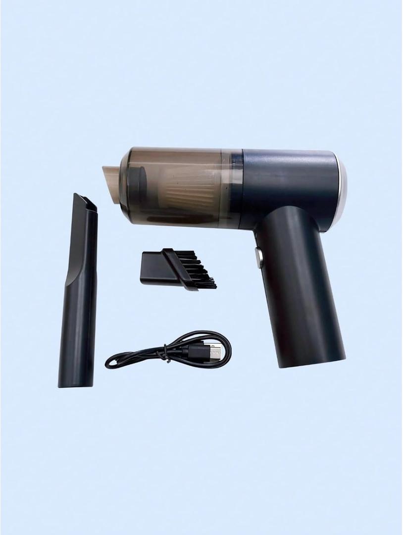 High - Power Handheld Vacuum Cleaner for Home & Car Users - USB Charging, Strong Suction Wireless Cleaning Tool (Black)