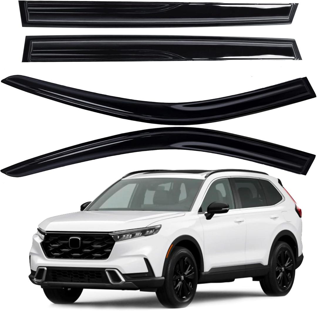 AUXKO Window Rain Guards for Honda CRV 2023 2024 2025 2026 Outside Tape-On Shatterproof Sun Smoke Guard Vent Visors Side Window Wind Deflectors Accessories for Honda CR-V 2023-2026 (Black)
