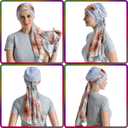 JarseHera Bamboo Cotton Liner Chemo Headwear for Womenwith Silky Scarfs for Cancer Hair Loss Sleep Caps Beanie (Black+Gray,2 Pair, One Size Fit Most)