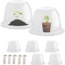 Plant Protectors from Animals 5-Pack, 10" D  6.7" H Garden Cloches for Seedlings Nursery Pots, Clear Plant Covers, Mini Greenhouse for Plants, Durable Humidity Domes with Ventilation Holes