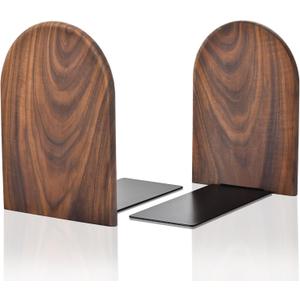 Book Ends, Large Sturdy Wooden Bookends for Shelves - Heavy Duty Non-Slip Book Organizers, Decorative Bookend Holders for Home Office, Library, Black Walnut Universal Economy Bookend, 1 Pair
