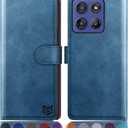 SUANPOT Compatible with G Stylus 5G 2025 Wallet case with RFID Blocking Credit Card Holder,Flip Book PU Leather Protective Cover Women Men for Stylus 5G 2025 Phone case Sky Blue