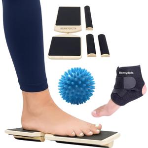 Ankle & Foot Strengthener with Ankle Braces & Massager Ball Balance Board for Rehab & Stability Training, Recovery from Sprain, Lymphatic Drainage, Physical Therapy, Plantar Relief, Posture Correction