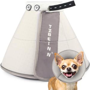 Soft Small Dog Cone Collar Alternative, Comfortable Elizabethan Dog Neck Pillow Cone for Small Dogs (Yorkshire Chihuahua), Protective Adjustable Head Recovery Cone After Surgery Anti Licking for Pup (S(Neck Girth:6.3"-9.45"), Grey)