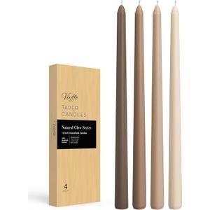 Viyffo Taper Candles 12 Inch 4 Pack Brown, 9 Hour Burn Unscented Dripless & Smokeless Decorative Candles for Dinner, Wedding & Home Decor