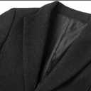 Lu's Chic Men's Single Breasted Trench Coat Warm Dress Pea Coats Button Down Overcoat with Pockets Long Sleeve Outwear Wool Split Trenchcoat Black X-Small