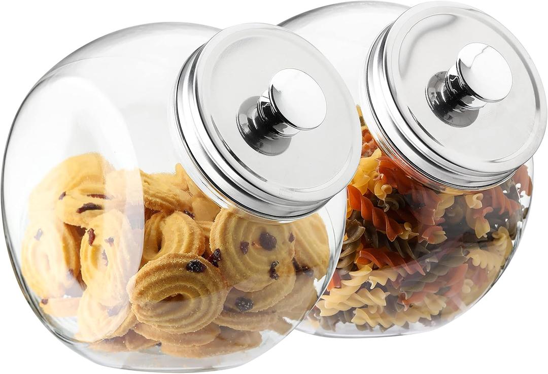 Hyperspace Glass Cookie Jars for Kitchen Counter Set of 3 Glass Penny Jar, Candy Jar with Metal Airtight Lid (75 Ounce)