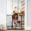 Regalo Easy Step 38.5-Inch Wide Walk Thru Baby Gate, Includes 6-Inch Extension Kit, Pressure Mount Kit, Wall Cups, Black