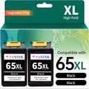 Remanufactured Ink Cartridge Replacement for HP Printer Ink 65 XL HP 65 Ink HP65 65XL Black Ink Cartridge for HP 3755 3752 2655 3722 3758 2652 5055 5052 5058 Printer (2 Black)