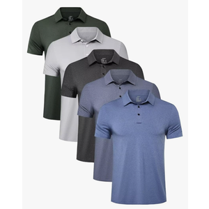 TELALEO 5 Pack Mens Polo Shirts Quick Dry Short Sleeve Golf T Shirt Performance Moisture Wicking Casual Workout XXL