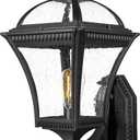 Emliviar 23 Inch Modern Exterior Light Fixture, Large Vintage Outdoor Porch Light for House, Die-Cast Aluminum with Seeded Glass, Black Finish, XE266B BK