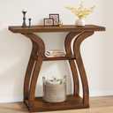 Tajsoon 31.5" Farmhouse Console Table for Entryway, 3-Tier Wood Entryway Table with Storage, Rustic Sofa Table Behind Couch Table for Living Room, Hallway, Foyer, Rustic Brown, 31.5" X 11.8" X 31.5"
