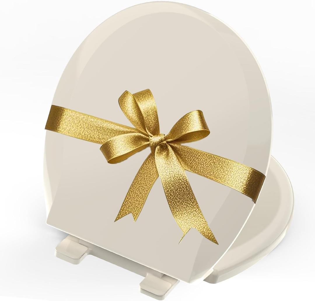 Round Toilet Seat with Quick Release, Round 16.5 Inch Toilet Seat Soft Close,Quick Installation & Release, Almond, Plastic