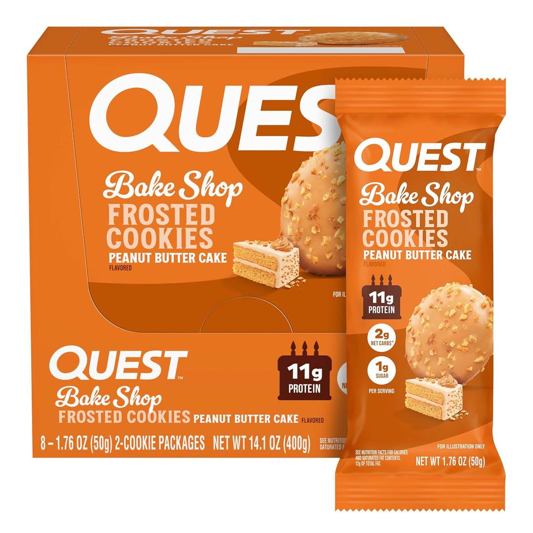 Quest Nutrition Frosted Protein Cookies Twin Pack, Peanut Butter Flavored, 1g Sugar, 11g Protein, 2g Net Carbs, Gluten Free, 16 Cookies
