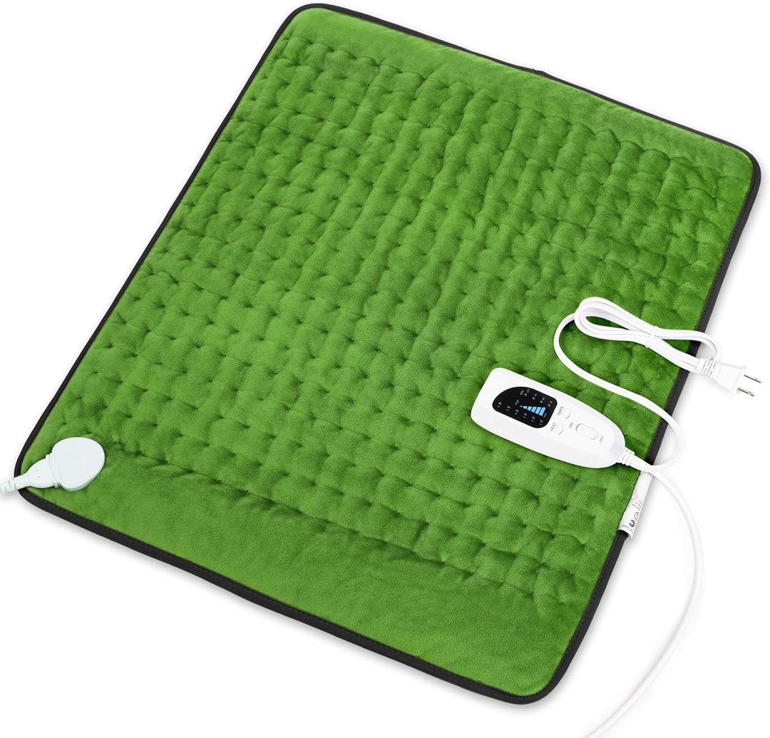 Heating Pad,Electric Heating Pads for Back,Hot Heated Pad for Abdomen,Shoulder,Knee,Multiple Temp and Auto Shut Off (20" x 24", Green Black)