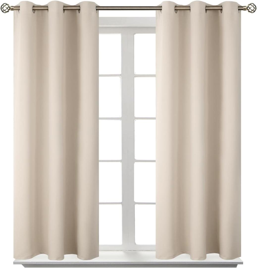 BGment Blackout Curtains - Grommet Thermal Insulated Room Darkening Bedroom and Living Room Curtains, Set of 2 Panels (38 x 54 Inch, Champagne)