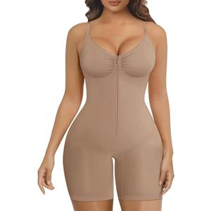 SHAPERX Women's Shapewear Bodysuit Tummy Control Seamless Zip-Up Body Shaper Waist Defining Silhouette, Sienna, 3XL