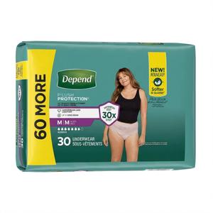 Depend Fresh Protection Adult Diapers, Incontinence & Postpartum Bladder Leak Underwear for Women, Disposable, Maximum, Medium, Blush, 30 Count