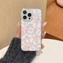 Magnetic for iPhone 17 Air Case, Pink Bow Clear Case Compatible with MagSafe, Wireless Slim Ribbon Aesthetic Phone Cover Girly Shockproof Protective Cases for Women Girls