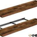 QEEIG Floating Shelves for Wall 39.4" Long - Wall Mounted Shelf Bathroom Kitchen Living Room Bedroom Farmhouse Home Decor Display Bookshelf Large 39.4 x 9.3 inch Set of 2, Rustic Brown (008-100BN)