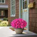 8 Bundles Artificial Flowers for Front Door, Fake Silk Azalea Bouquet Silk Flowers for Outside UV Resistant Realistic Faux Plants for Planter Farmhouse Patio Garden Walkways Home Decor (Rose Red)