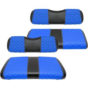 Golf Cart Front and Rear Seat Covers Waterproof and Sun Resistant Marine Grade Vinyl Leather Seat Cover Accessories for EZGO TXT 1994-2013,Blue(4PCS)
