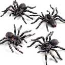 4 Pieces Realistic Spider Giant Fake Spider Action Model Plastic Animal Tarantula Toy Figures Lifelike Educational Toy for Girls and Boys, Halloween Prank Props Party Supplies