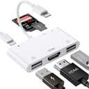 FEINODI Lightning to HDMI Adapter with USB Camera and Charging Port, SD Card Reader for iPhone, 6 in 1 Camera Adapter to iPhone, Supports MIDI Keyboard, Mouse, HD TV/Projector/Monitor, Plug & Play