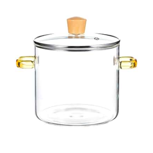 GANAZONO Glass Cooking Pot Glass Stovetop Pot Clear Pot Cookware Saucepan 2300ml, Pack of 2