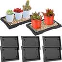 Pinkunn 6 Pcs Bonsai Humidity Tray Rectangular Drip Tray Plastic Plant Water Catcher Plant Saucers for Indoors and Outdoors Cactus,Succulents,Bonsai Tree,Stone Not Included (7.8 x 5.5 Inch)